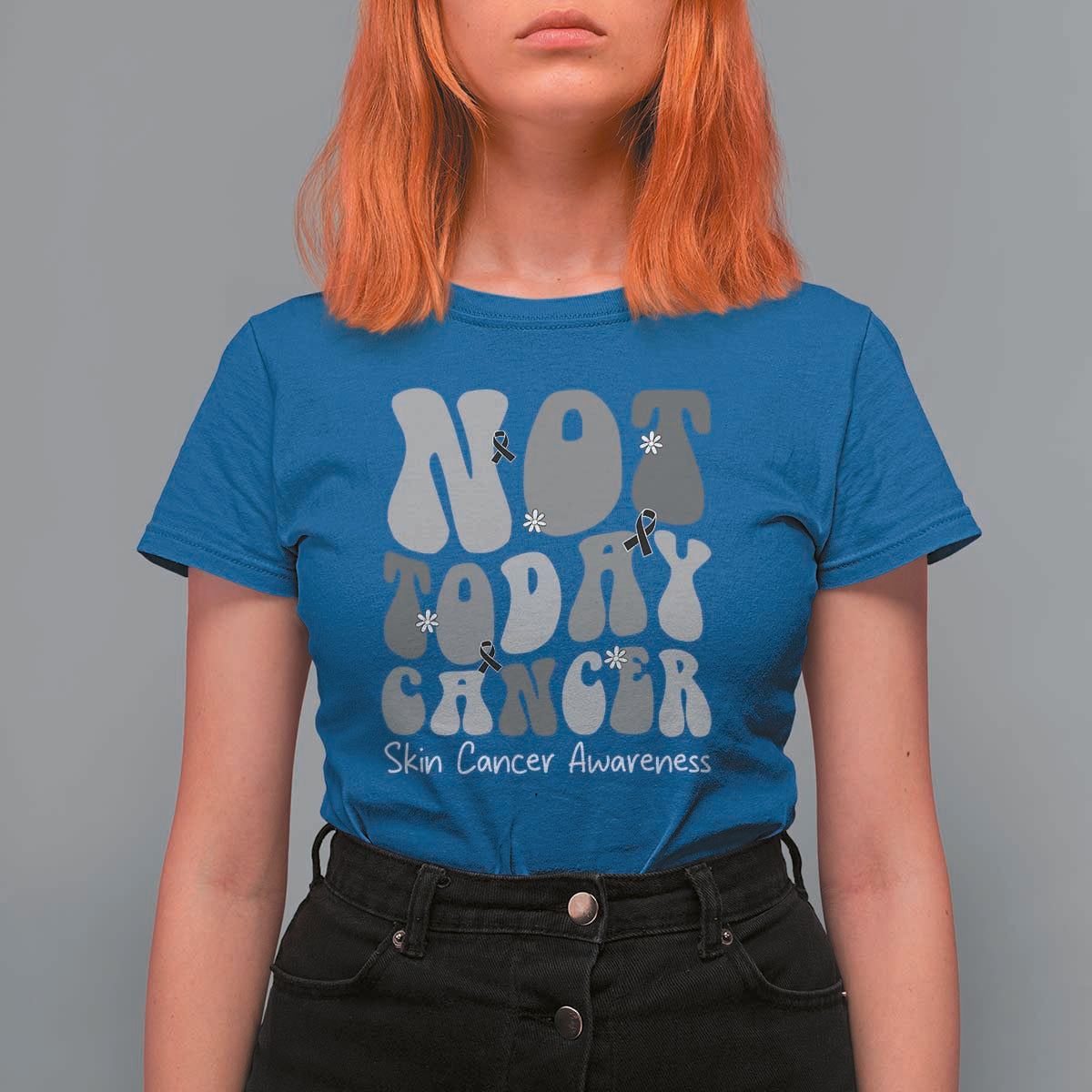 Not Today Melanoma Warrior Skeleton Cancer Fighter T Shirt For Women