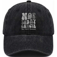 Not Today Melanoma Warrior Skeleton Cancer Fighter Washed Cotton Baseball Cap