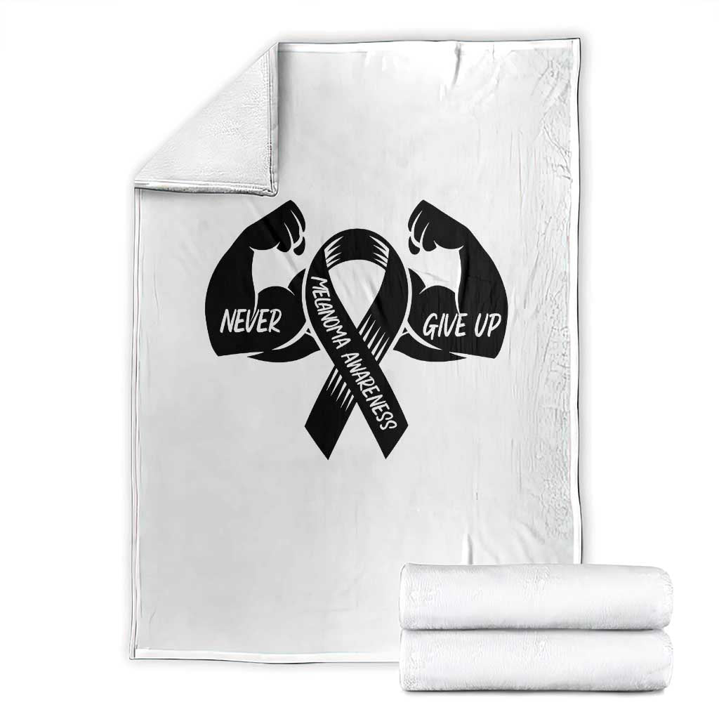 Melanoma Awareness Warrior Throw Blanket Never Give Up