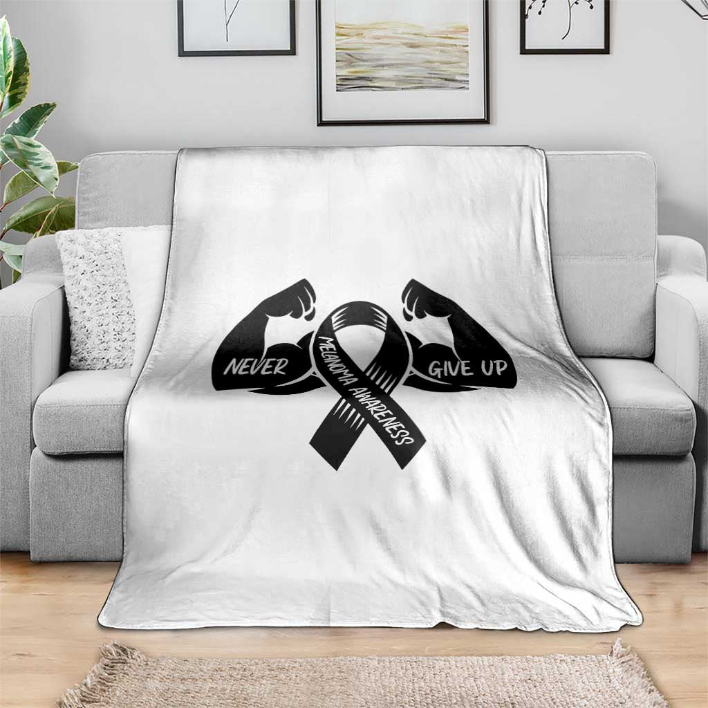 Melanoma Awareness Warrior Throw Blanket Never Give Up