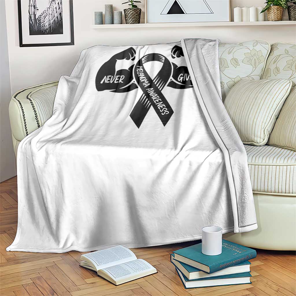 Melanoma Awareness Warrior Throw Blanket Never Give Up
