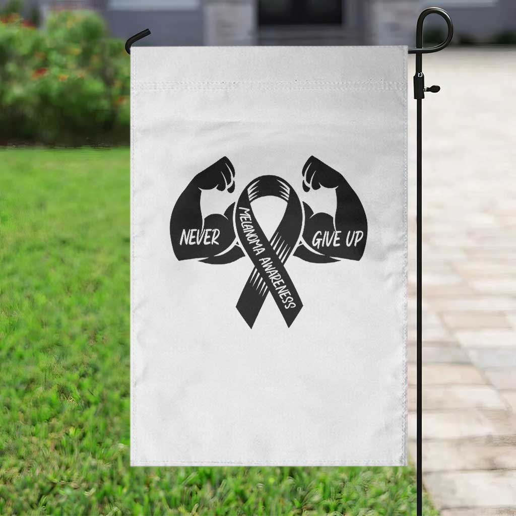 Melanoma Awareness Warrior Garden Flag Never Give Up