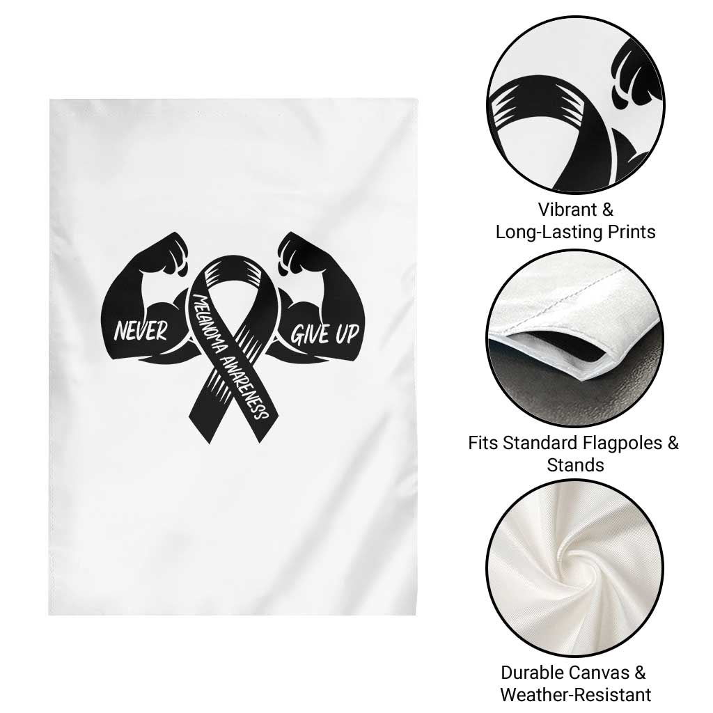 Melanoma Awareness Warrior Garden Flag Never Give Up