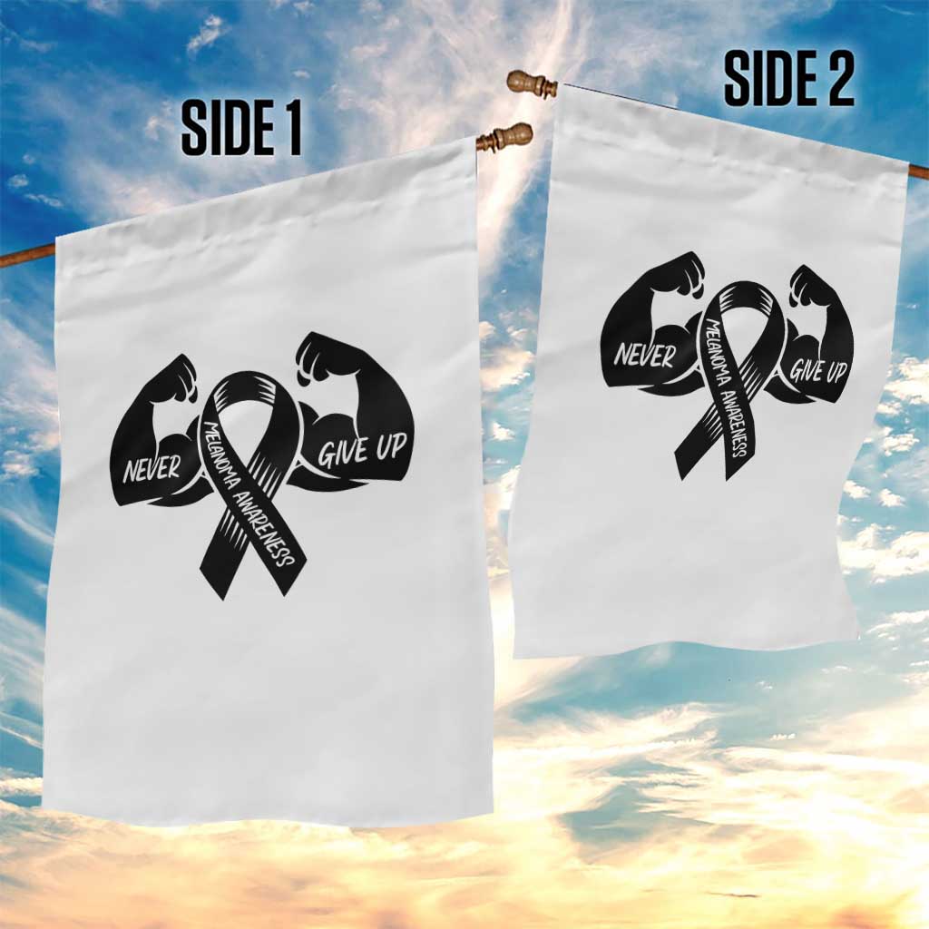 Melanoma Awareness Warrior Garden Flag Never Give Up