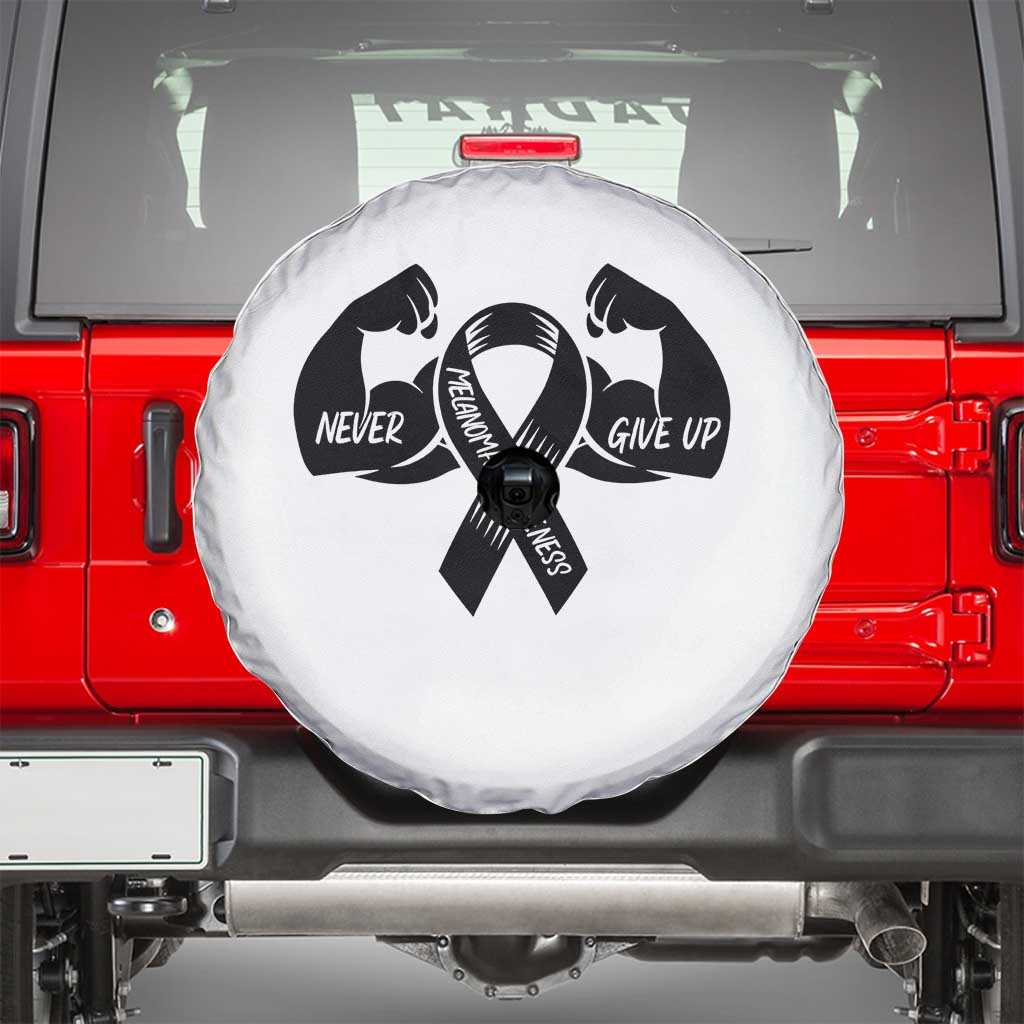 Melanoma Awareness Warrior Spare Tire Cover Never Give Up