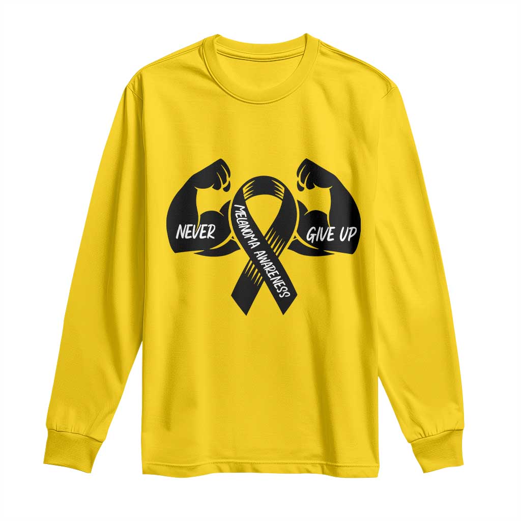 Melanoma Awareness Warrior Long Sleeve Shirt Never Give Up