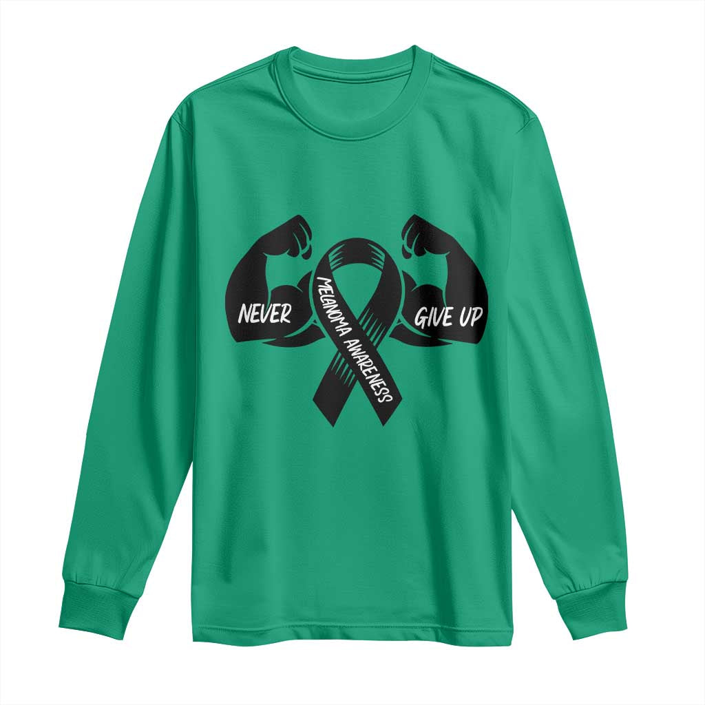 Melanoma Awareness Warrior Long Sleeve Shirt Never Give Up