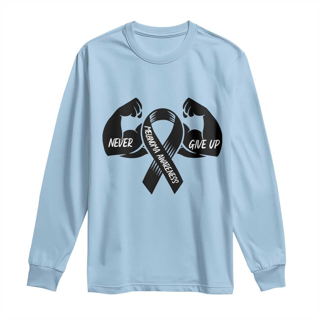 Melanoma Awareness Warrior Long Sleeve Shirt Never Give Up