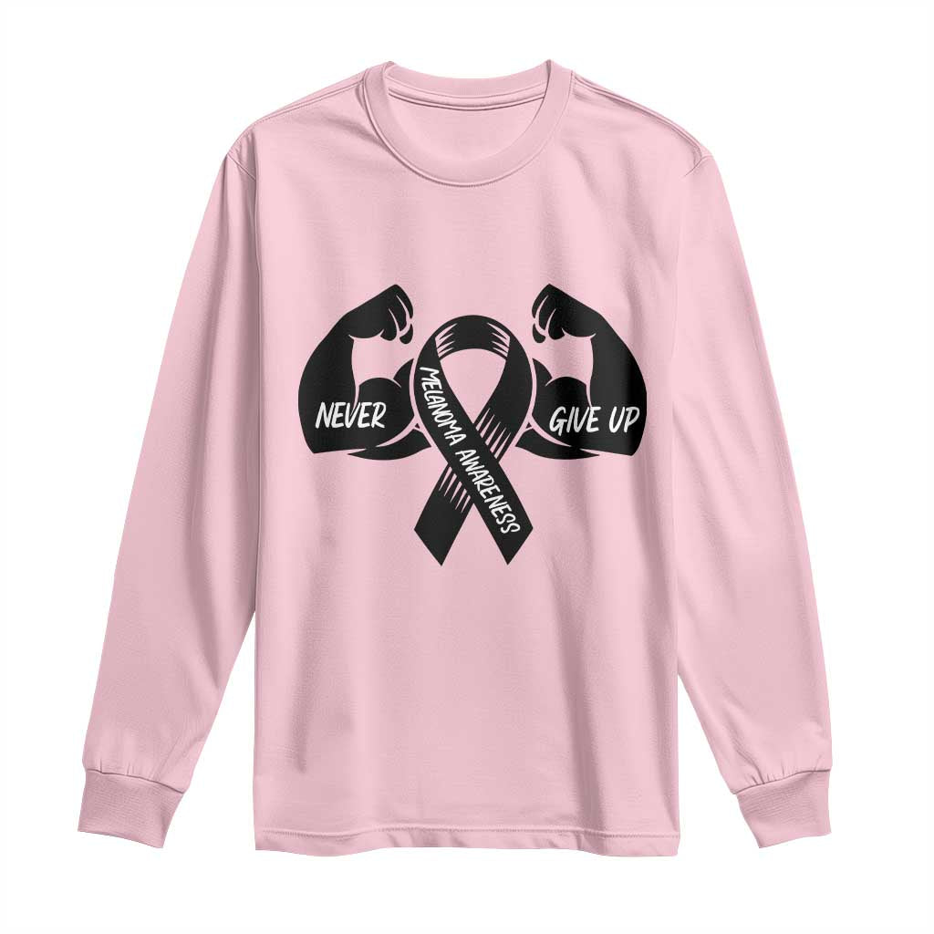 Melanoma Awareness Warrior Long Sleeve Shirt Never Give Up