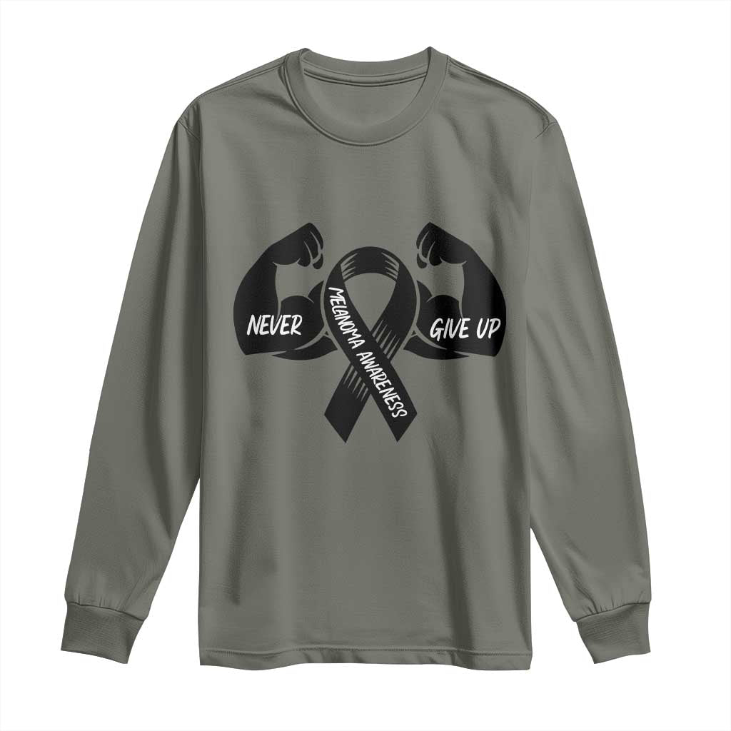 Melanoma Awareness Warrior Long Sleeve Shirt Never Give Up