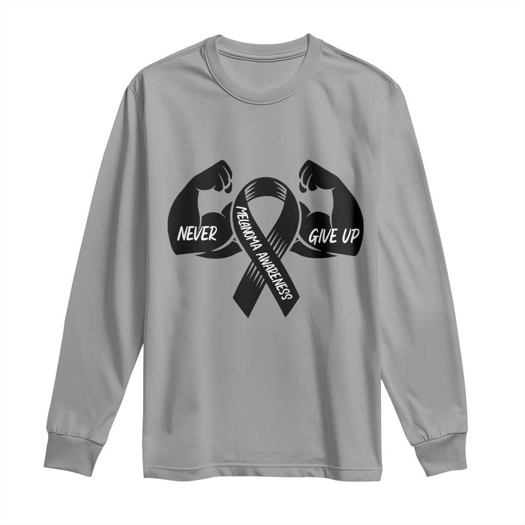 Melanoma Awareness Warrior Long Sleeve Shirt Never Give Up