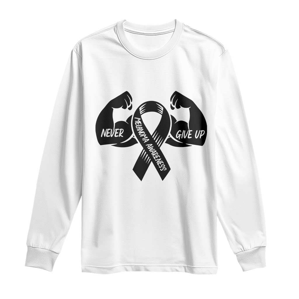 Melanoma Awareness Warrior Long Sleeve Shirt Never Give Up