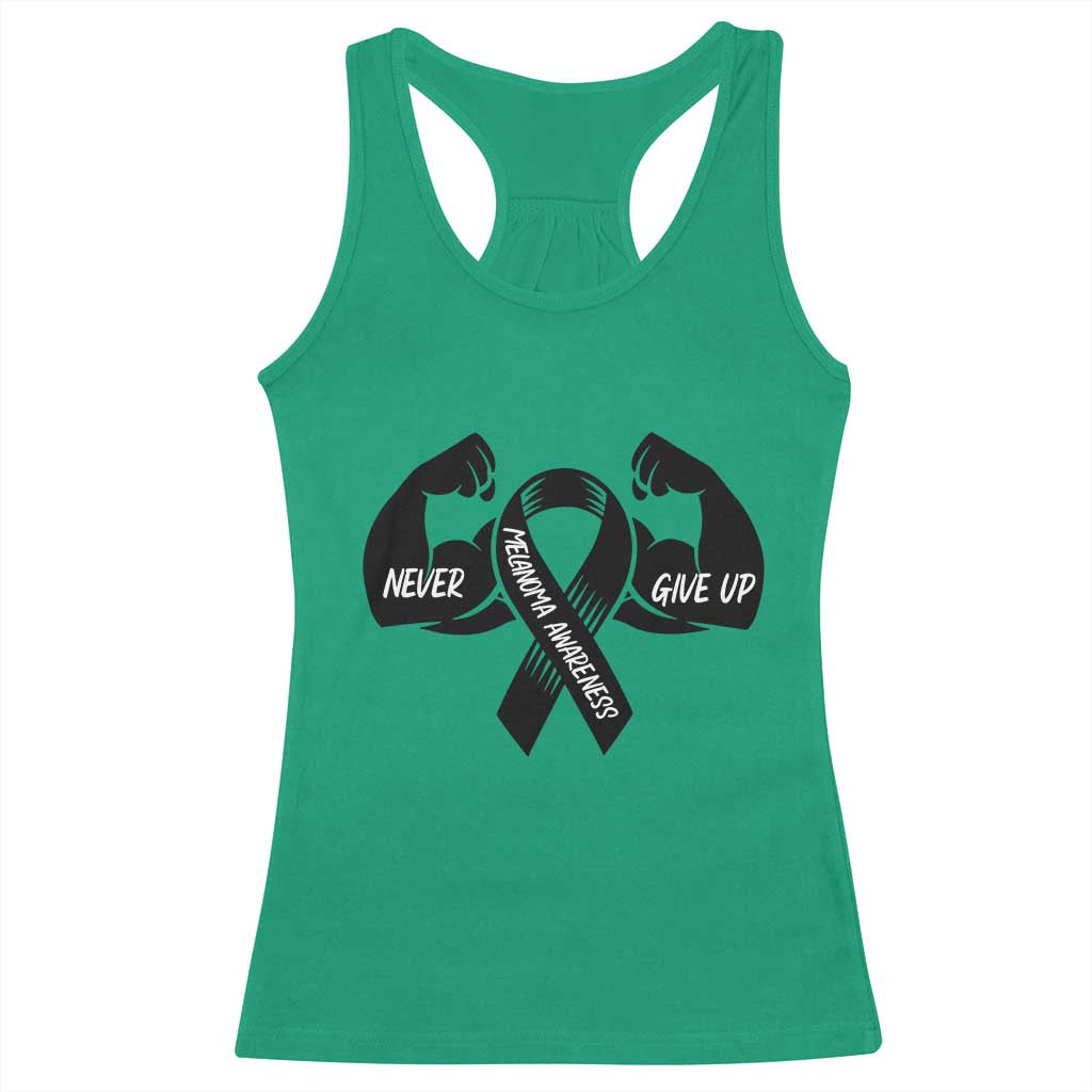 Melanoma Awareness Warrior Racerback Tank Top Never Give Up
