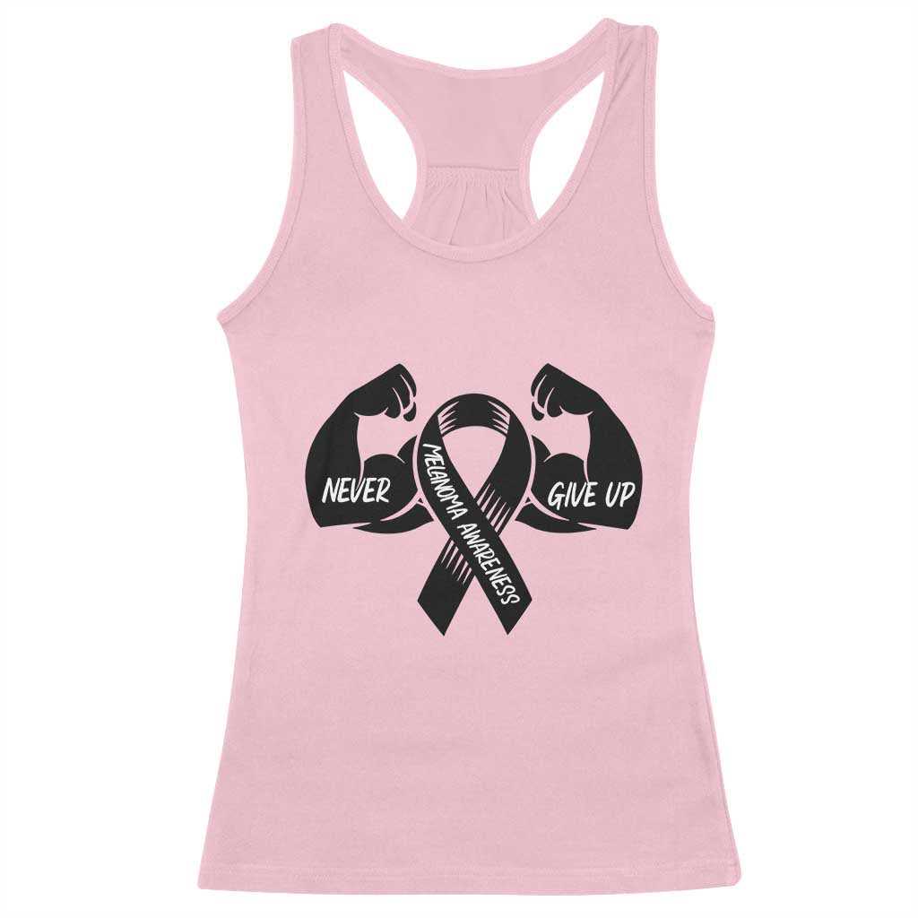 Melanoma Awareness Warrior Racerback Tank Top Never Give Up