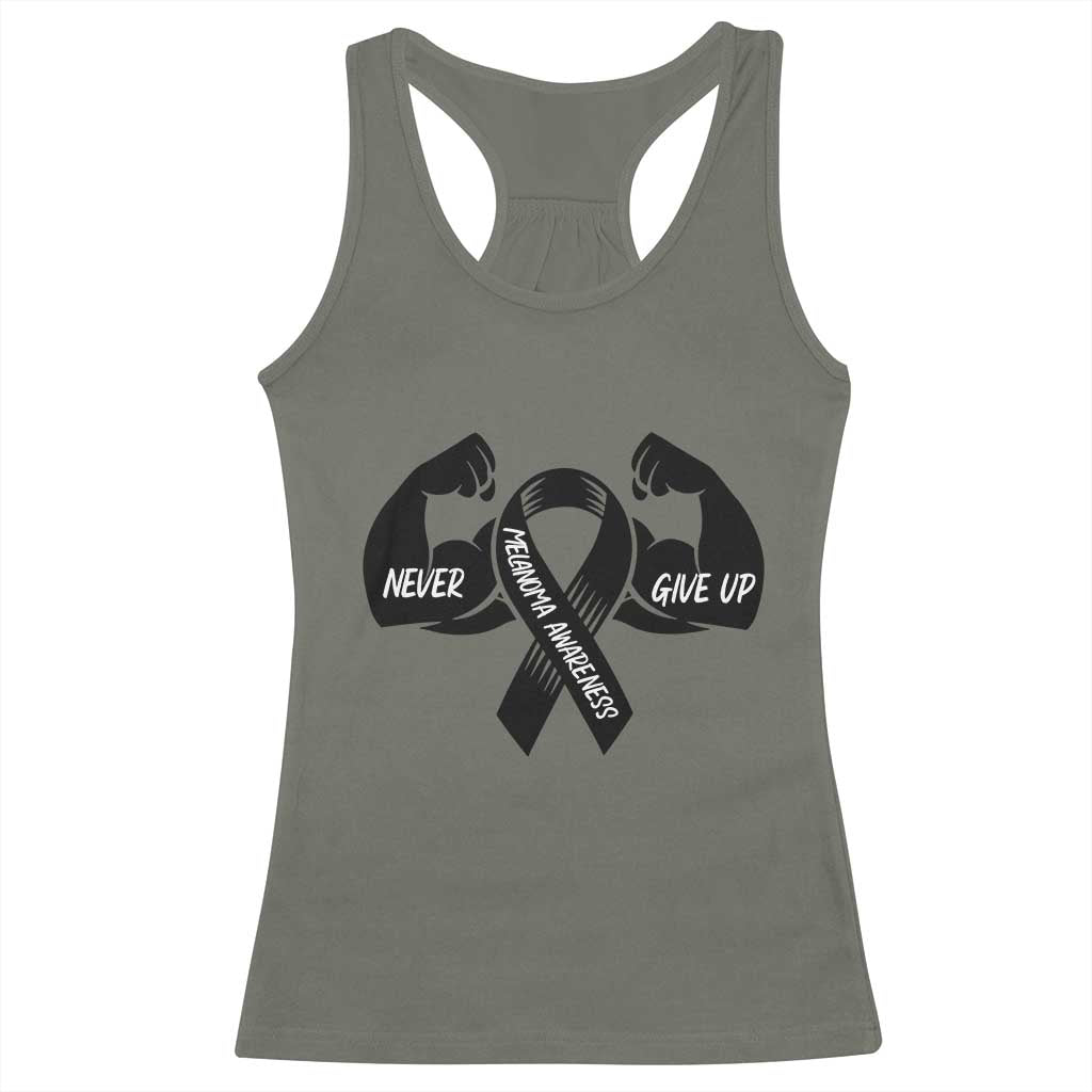 Melanoma Awareness Warrior Racerback Tank Top Never Give Up