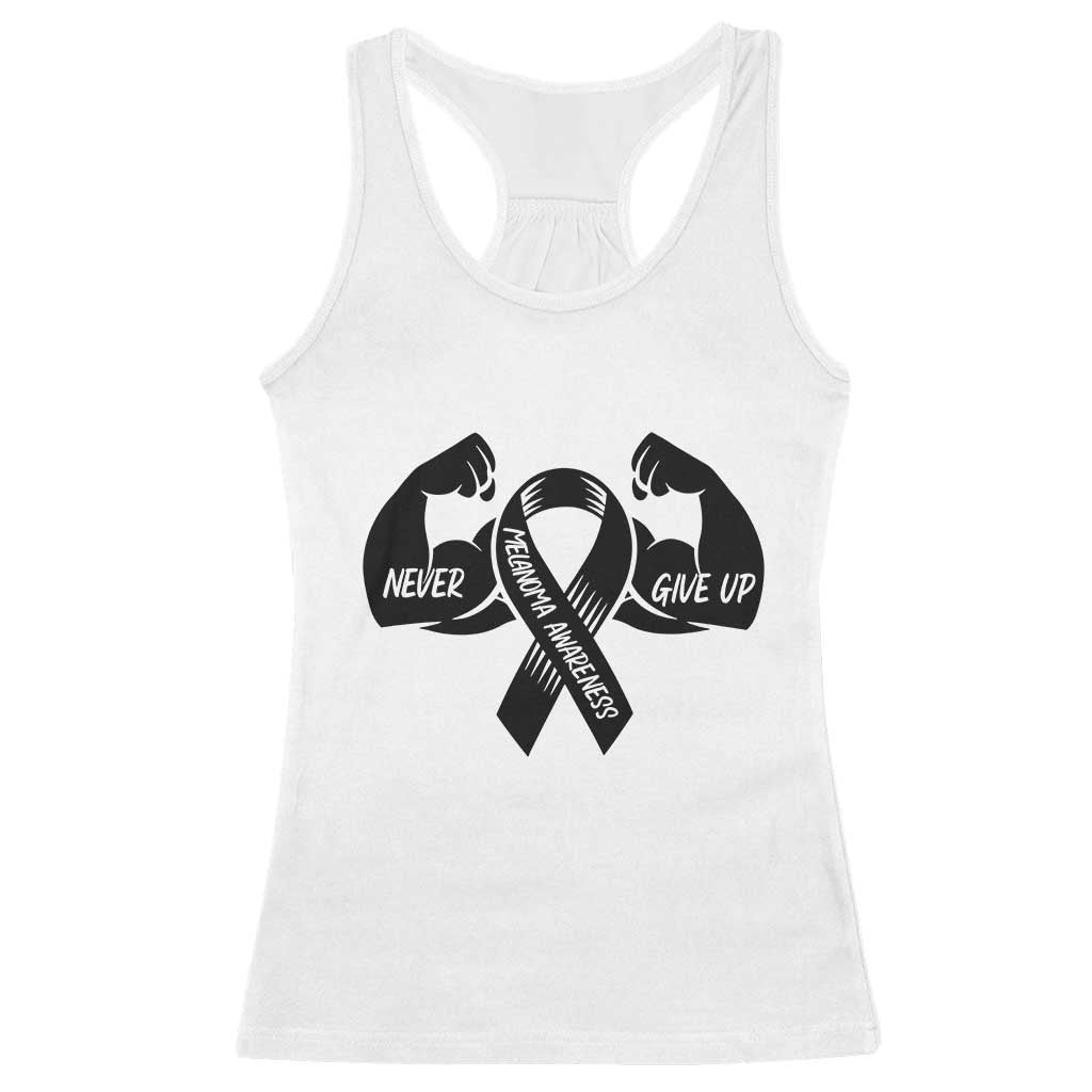 Melanoma Awareness Warrior Racerback Tank Top Never Give Up