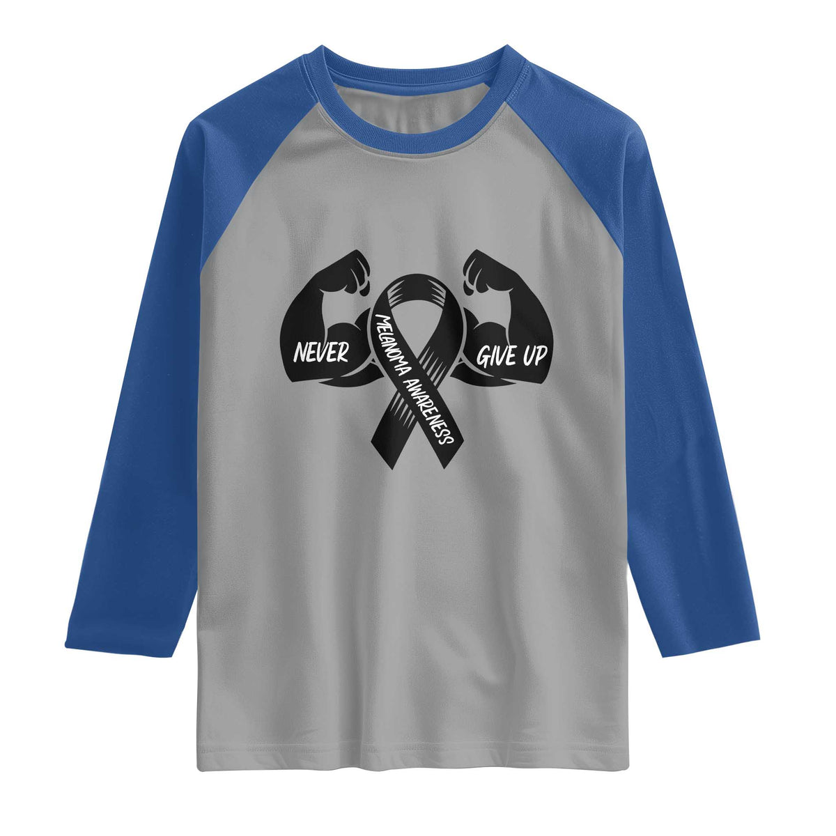 Melanoma Awareness Warrior Raglan Shirt Never Give Up