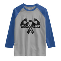 Melanoma Awareness Warrior Raglan Shirt Never Give Up