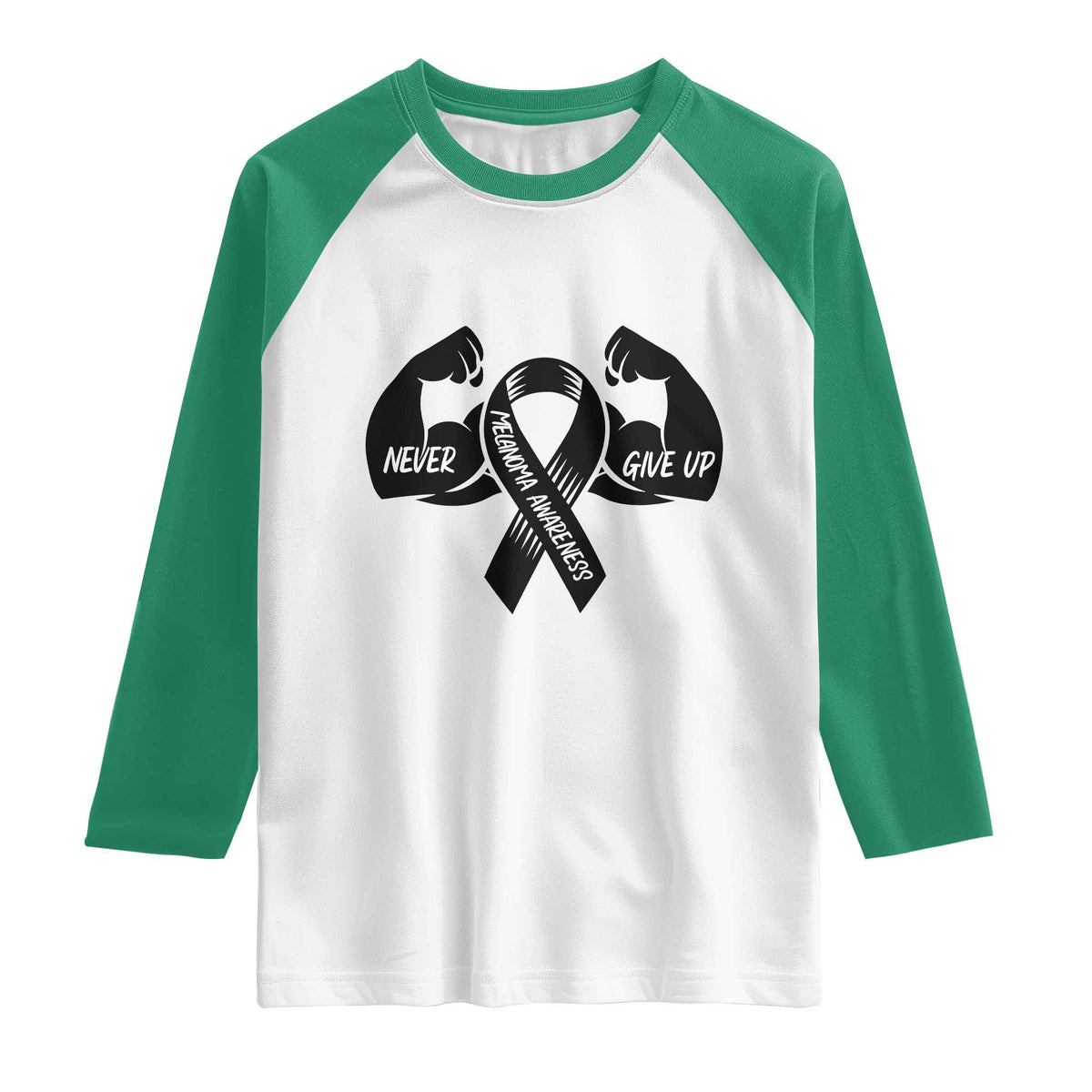 Melanoma Awareness Warrior Raglan Shirt Never Give Up