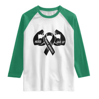 Melanoma Awareness Warrior Raglan Shirt Never Give Up