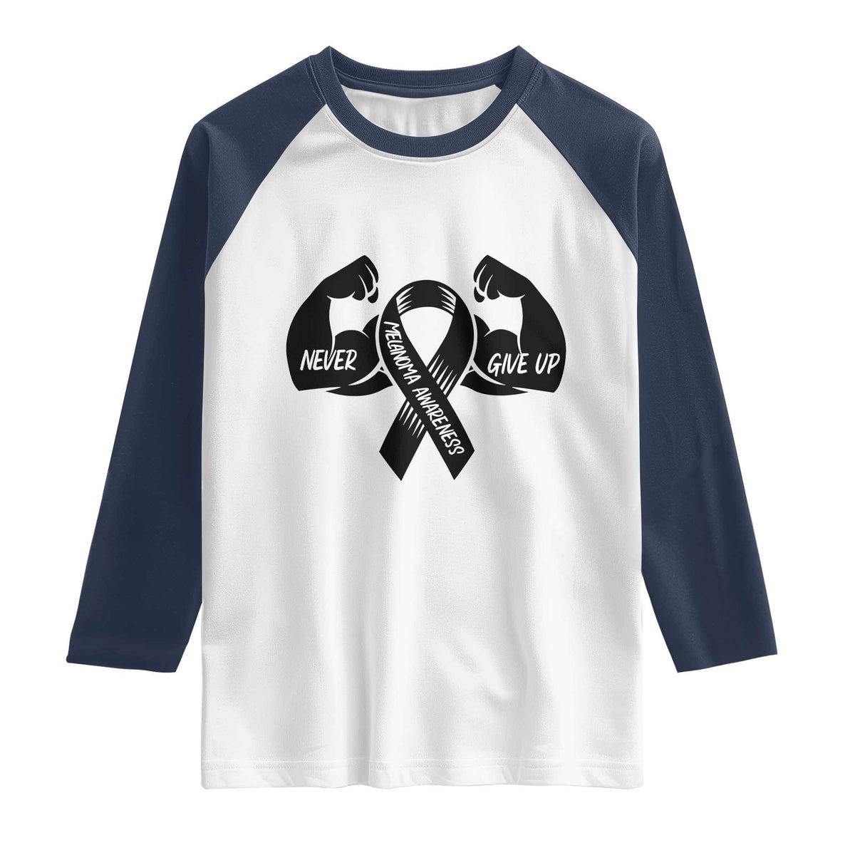 Melanoma Awareness Warrior Raglan Shirt Never Give Up