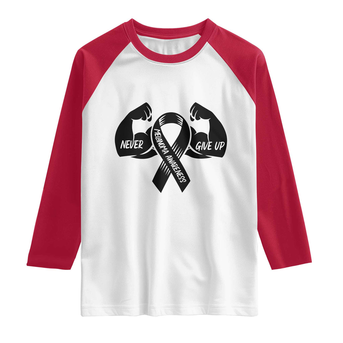 Melanoma Awareness Warrior Raglan Shirt Never Give Up
