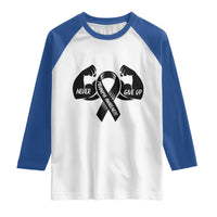 Melanoma Awareness Warrior Raglan Shirt Never Give Up