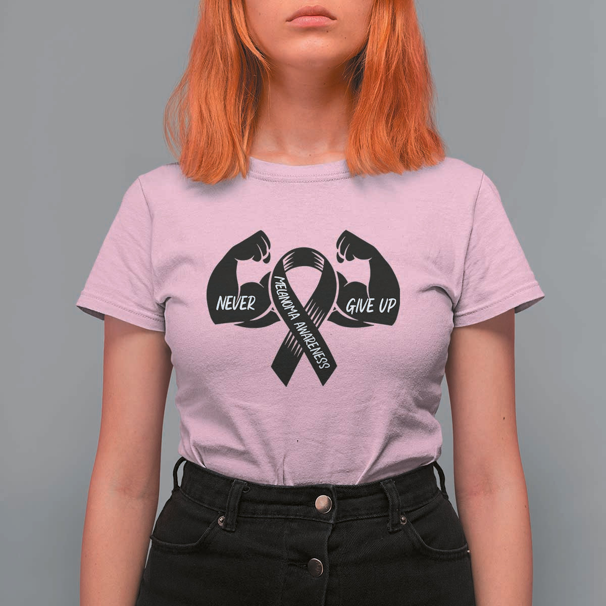 Melanoma Awareness Warrior T Shirt For Women Never Give Up