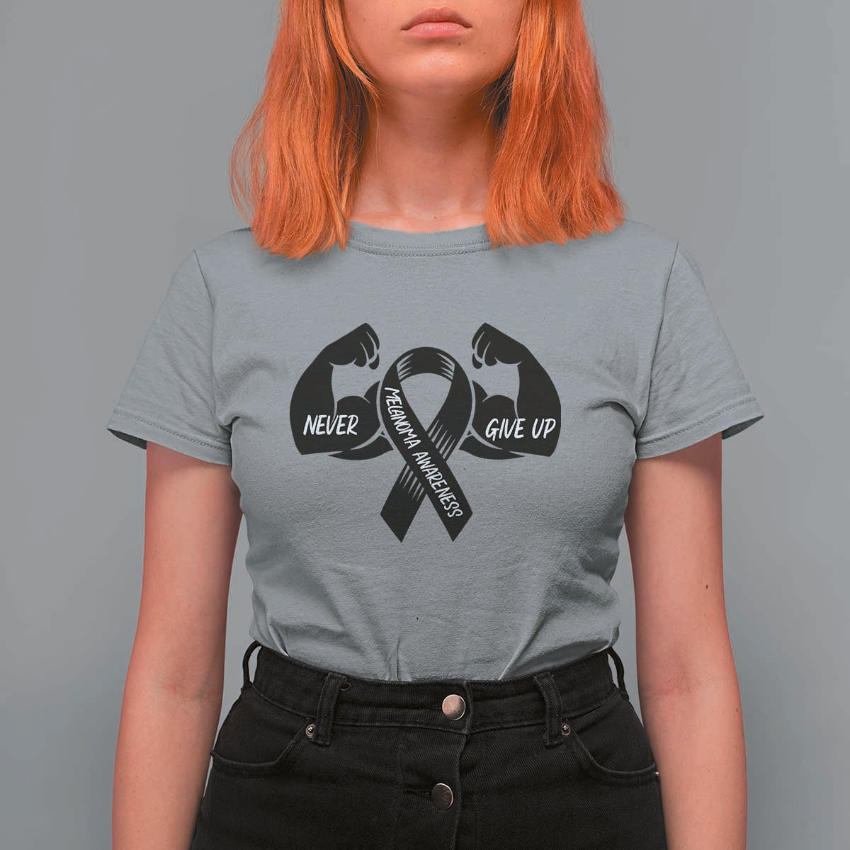 Melanoma Awareness Warrior T Shirt For Women Never Give Up