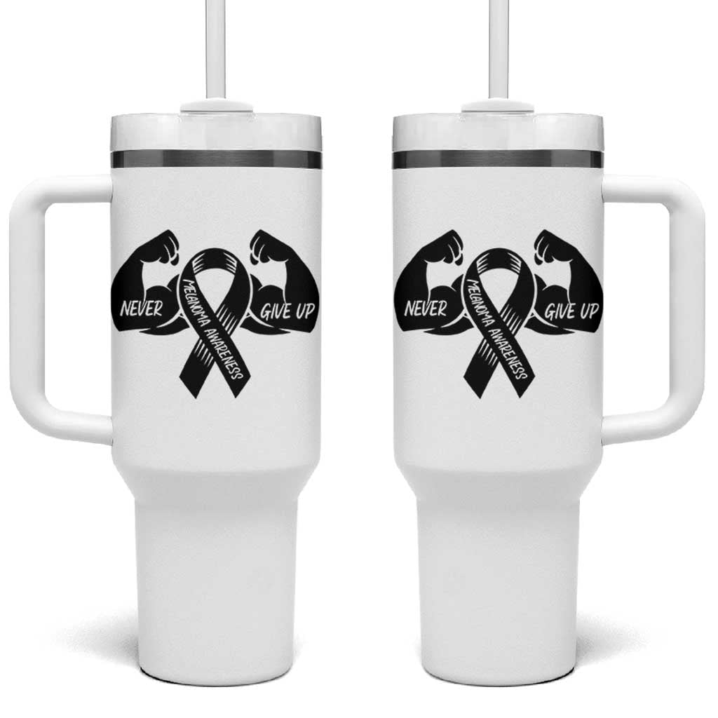 Melanoma Awareness Warrior Tumbler With Handle Never Give Up