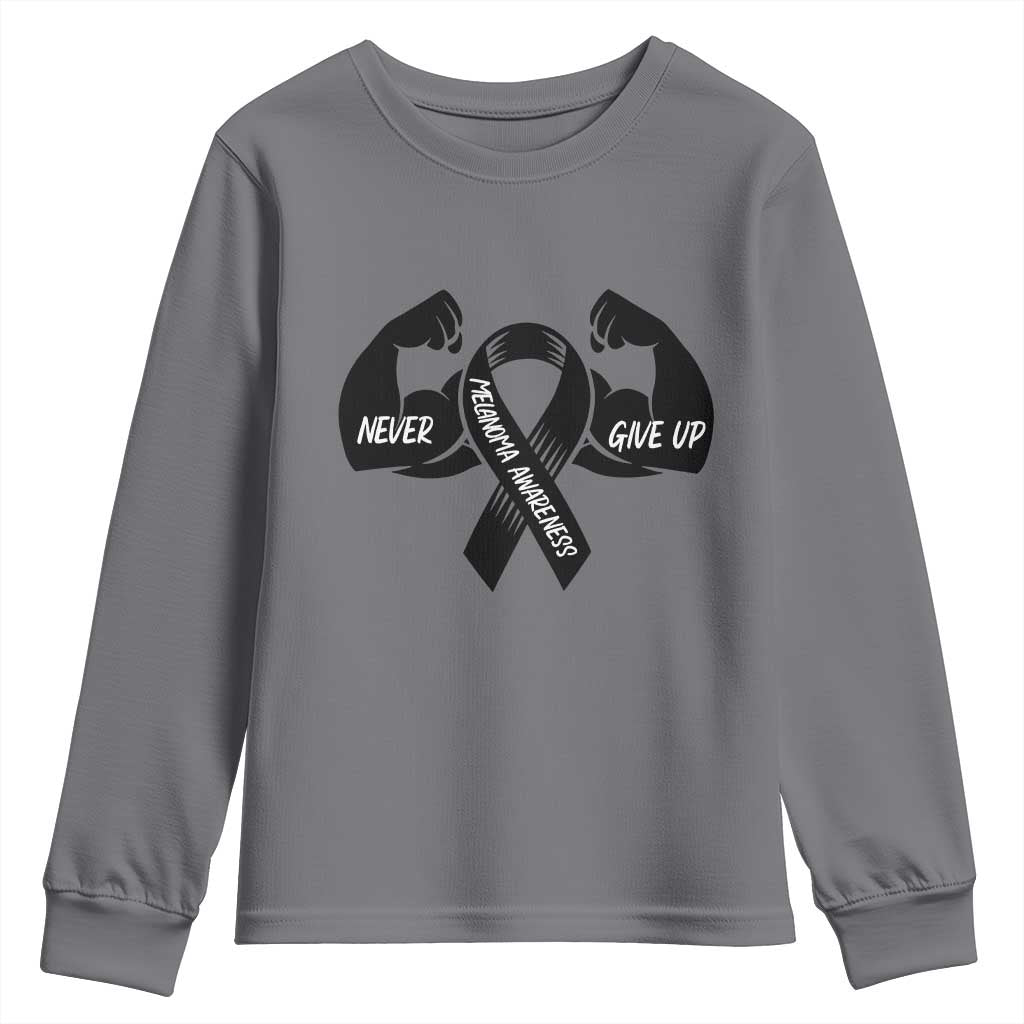 Melanoma Awareness Warrior Youth Sweatshirt Never Give Up