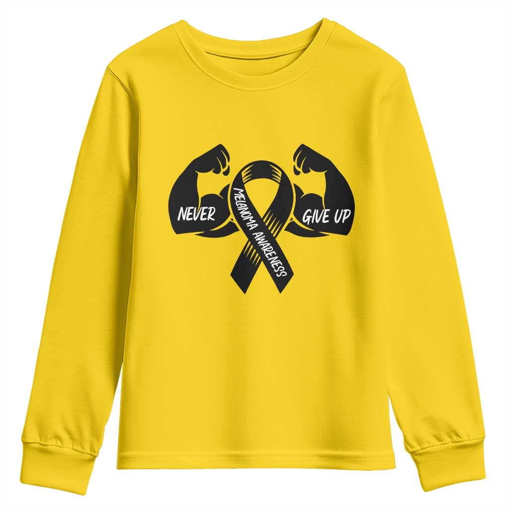 Melanoma Awareness Warrior Youth Sweatshirt Never Give Up