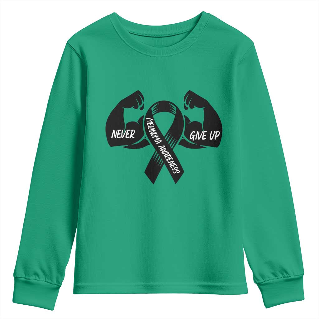 Melanoma Awareness Warrior Youth Sweatshirt Never Give Up