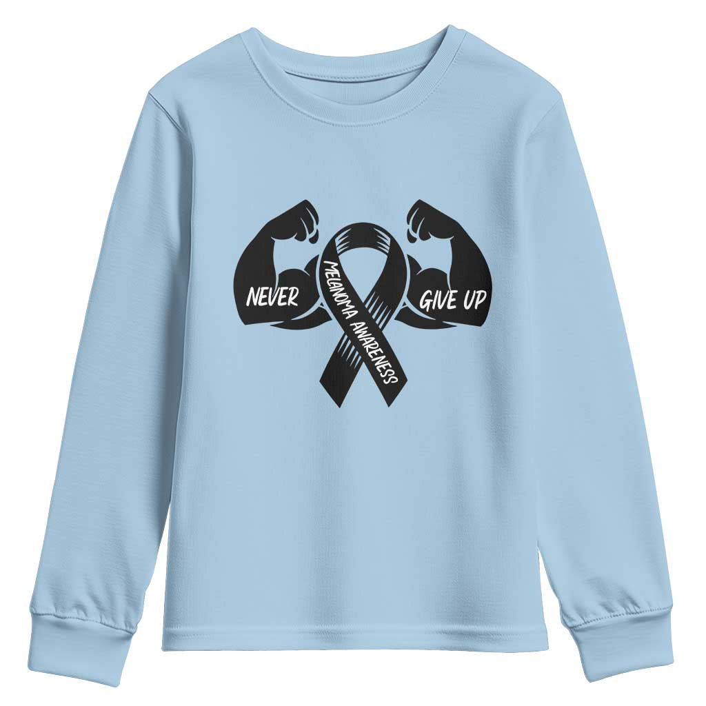 Melanoma Awareness Warrior Youth Sweatshirt Never Give Up