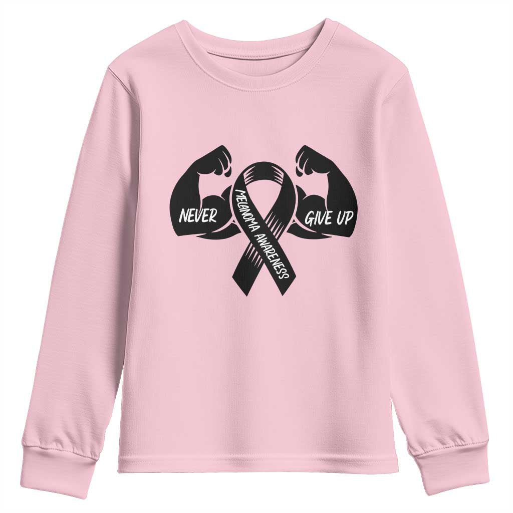 Melanoma Awareness Warrior Youth Sweatshirt Never Give Up