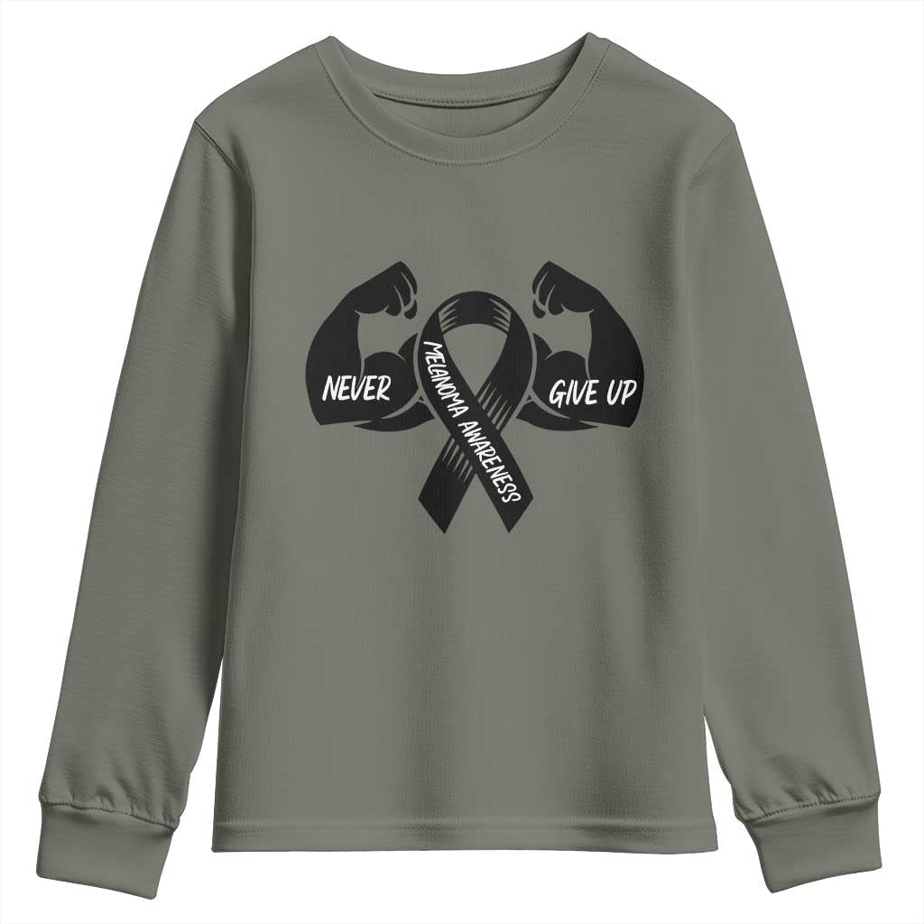 Melanoma Awareness Warrior Youth Sweatshirt Never Give Up