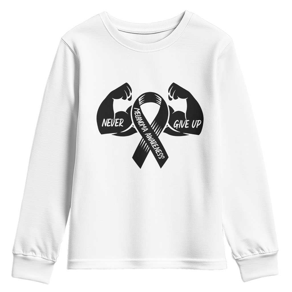 Melanoma Awareness Warrior Youth Sweatshirt Never Give Up
