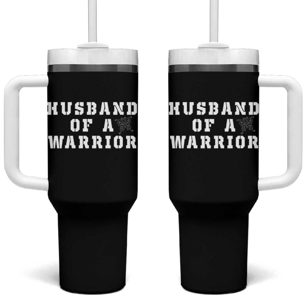 Husband Of A Warrior Tumbler With Handle Melanoma Awareness Wife Support