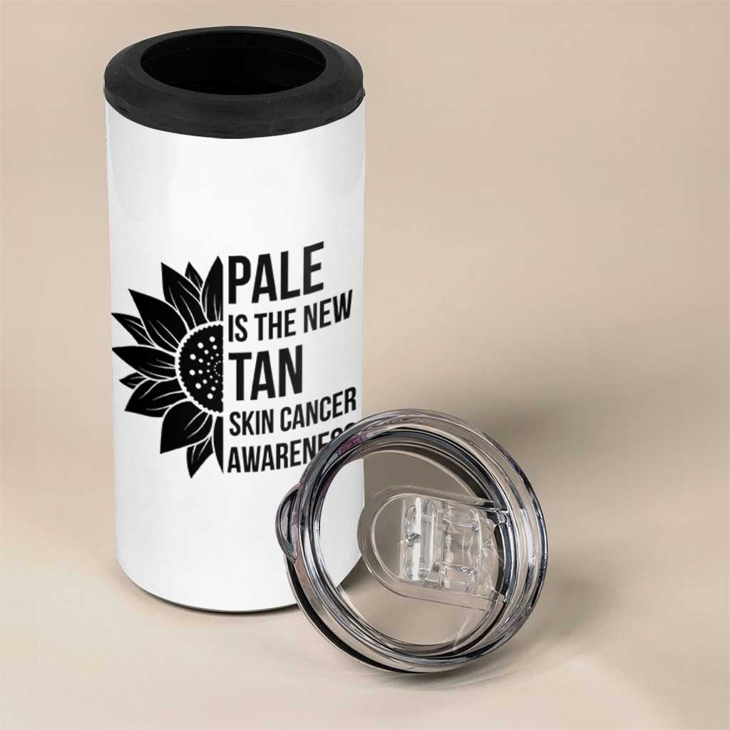 Skin Cancer Survivor Warrior 4 in 1 Can Cooler Tumbler Pale Is The New Tan