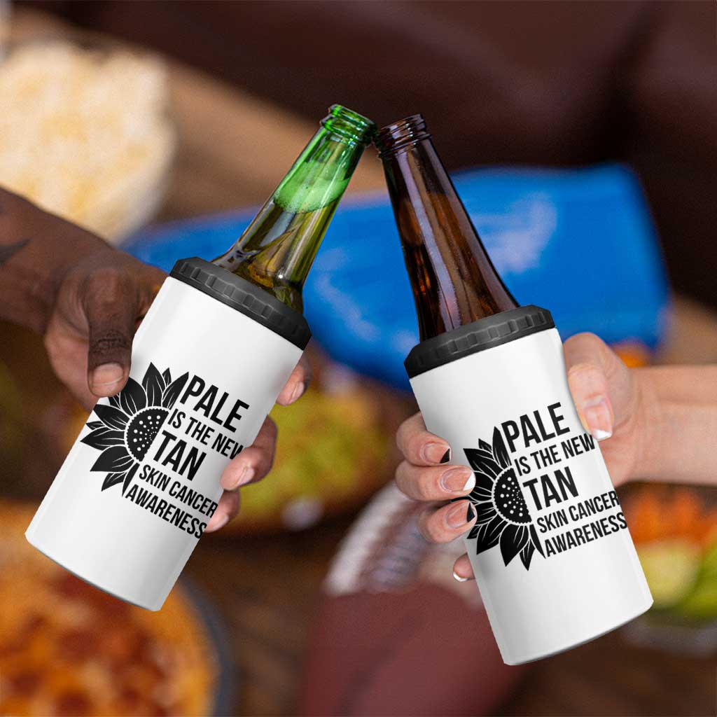 Skin Cancer Survivor Warrior 4 in 1 Can Cooler Tumbler Pale Is The New Tan