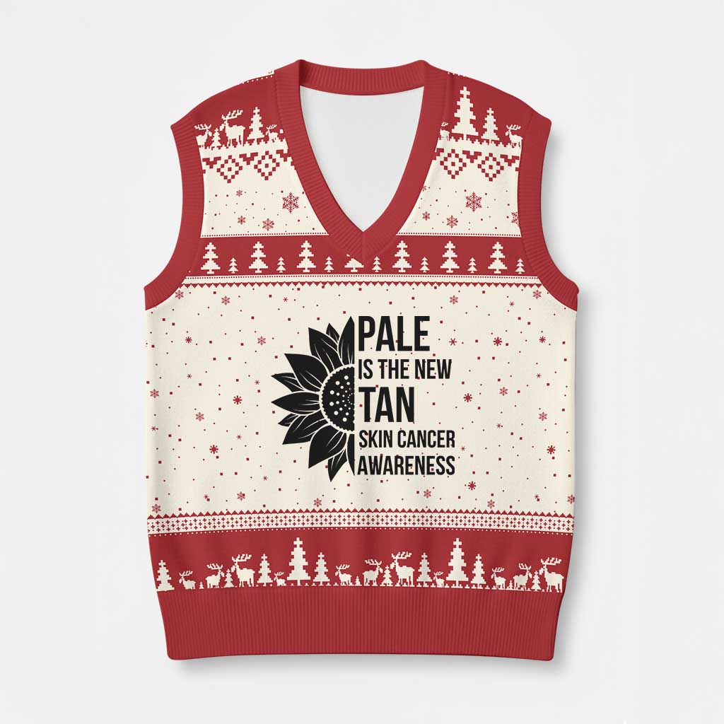 Skin Cancer Survivor Warrior V-Neck Knit Sweater Vest Pale Is The New Tan