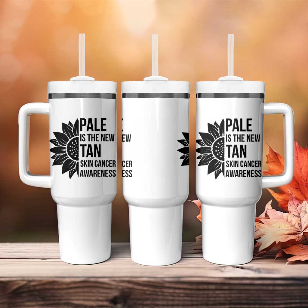 Skin Cancer Survivor Warrior Tumbler With Handle Pale Is The New Tan