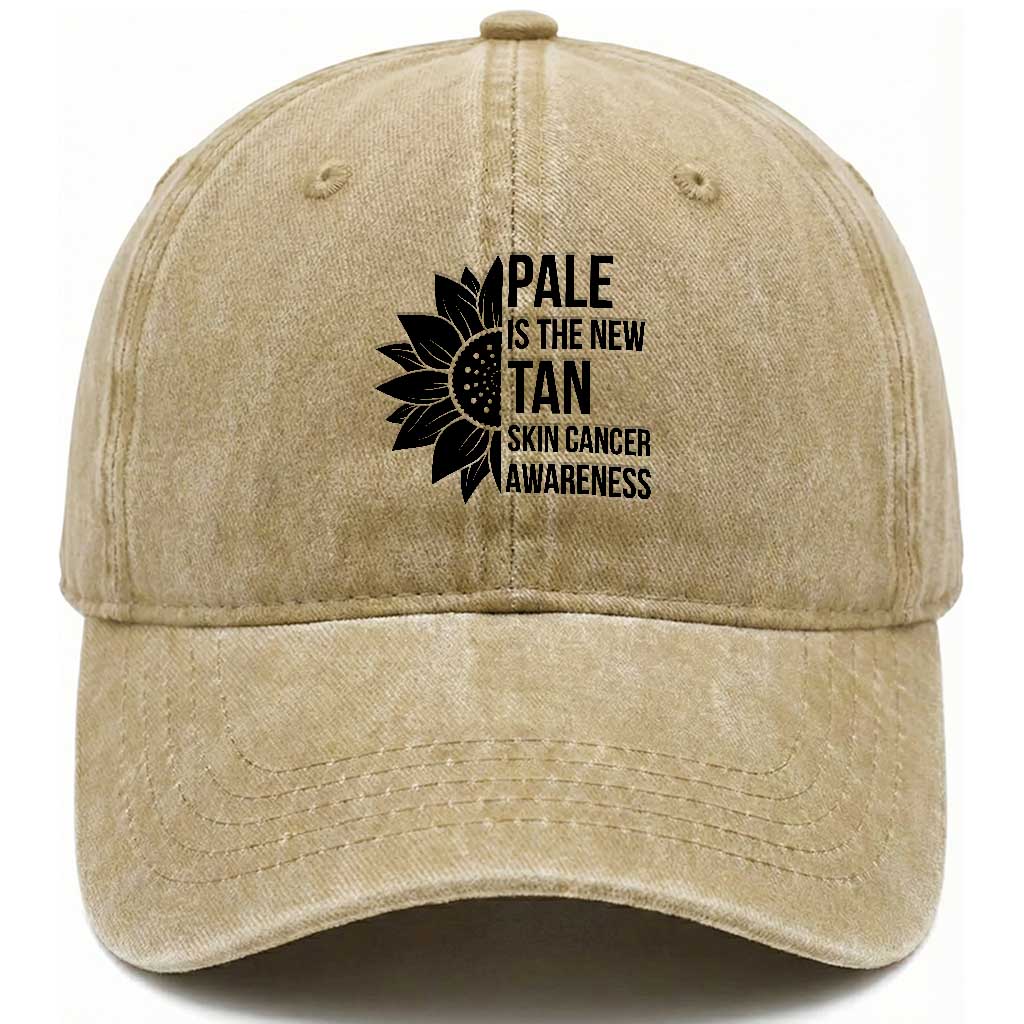 Skin Cancer Survivor Warrior Washed Cotton Baseball Cap Pale Is The New Tan