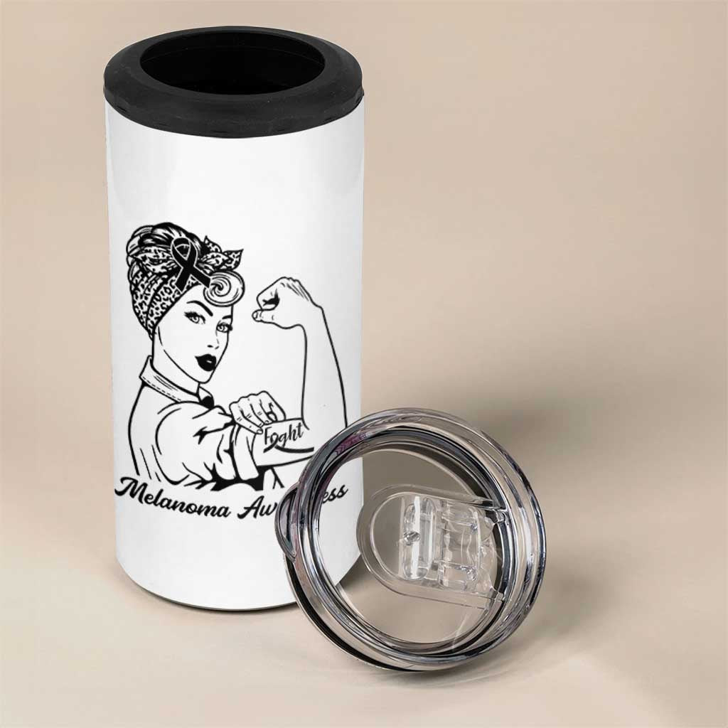 Melanoma Awareness Strong Woman 4 in 1 Can Cooler Tumbler Feminist Warrior