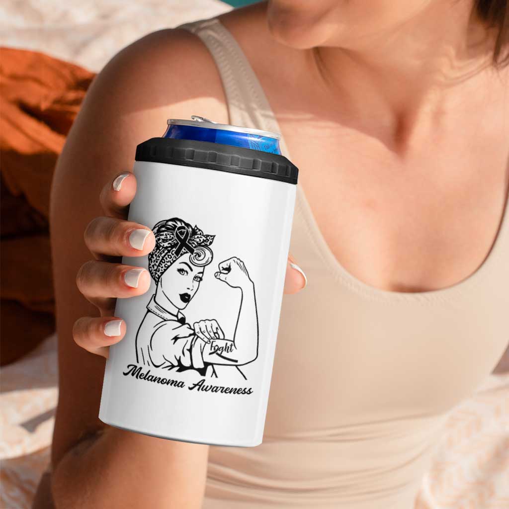 Melanoma Awareness Strong Woman 4 in 1 Can Cooler Tumbler Feminist Warrior
