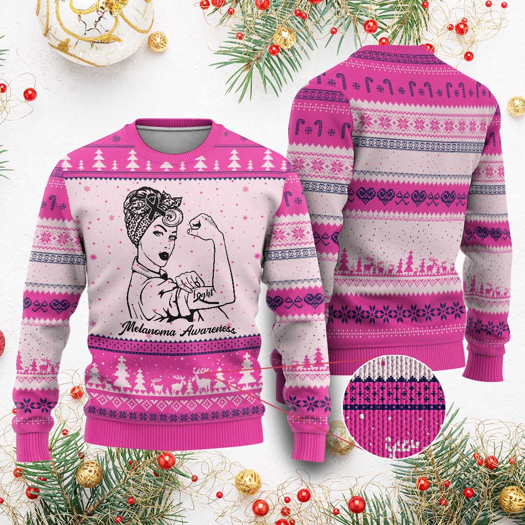 Melanoma Awareness Strong Woman Ugly Christmas Sweater Feminist Warrior