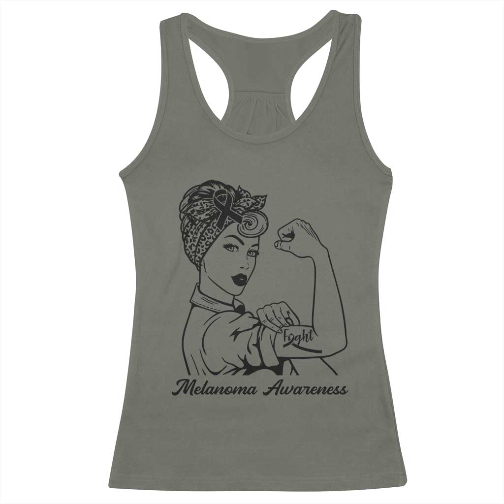 Melanoma Awareness Strong Woman Racerback Tank Top Feminist Warrior