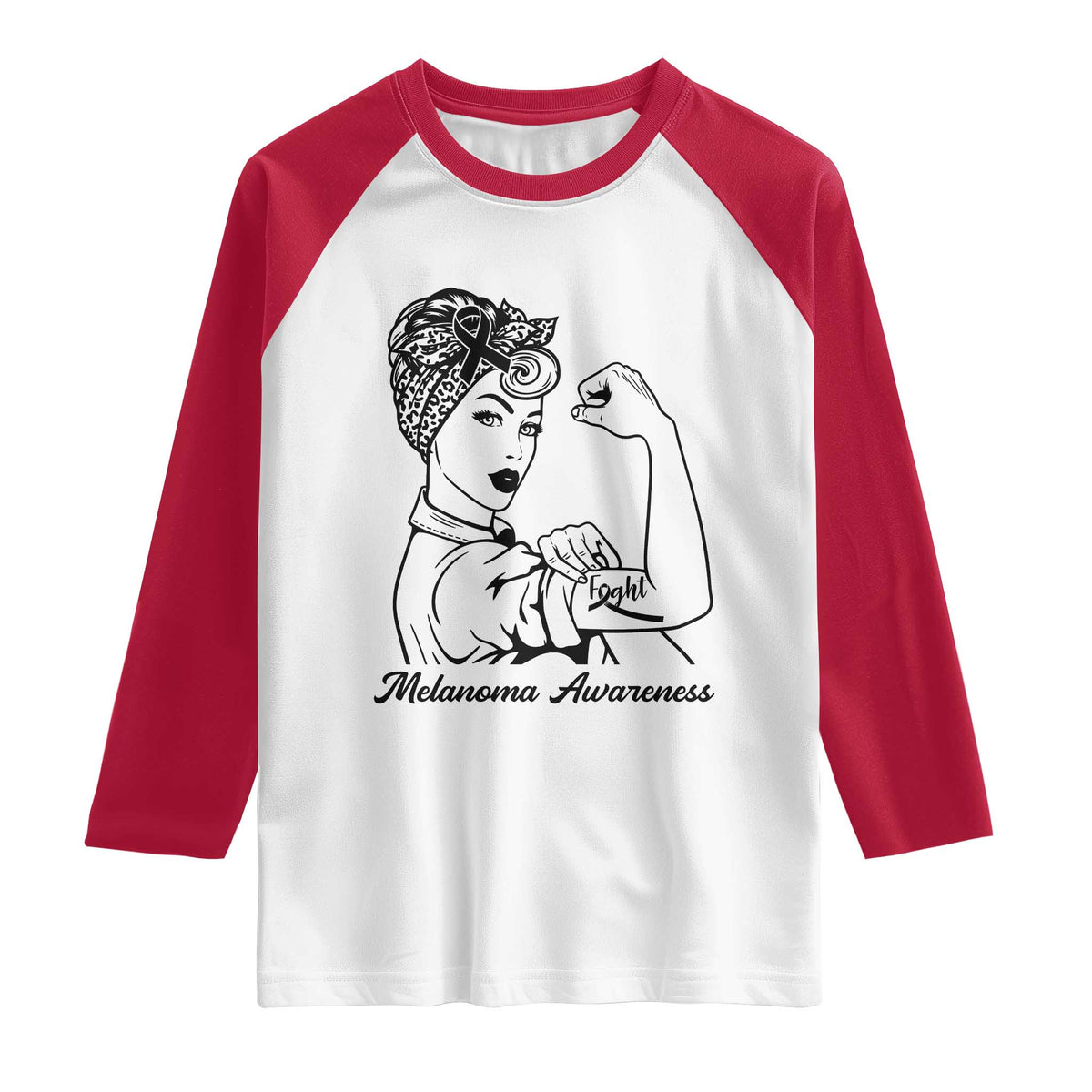 Melanoma Awareness Strong Woman Raglan Shirt Feminist Warrior