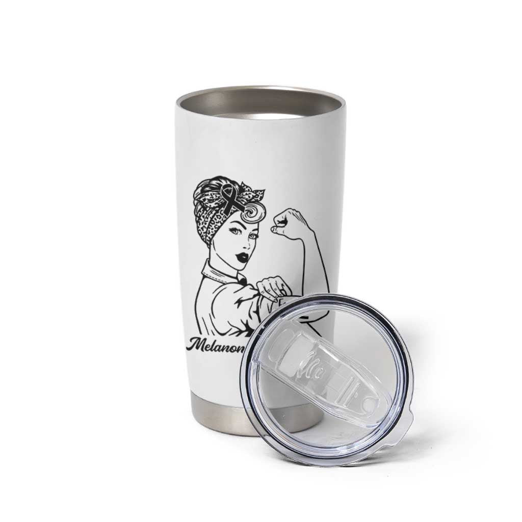 Melanoma Awareness Strong Woman Tumbler Cup Feminist Warrior