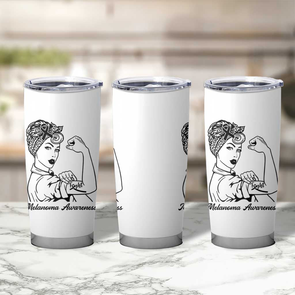 Melanoma Awareness Strong Woman Tumbler Cup Feminist Warrior